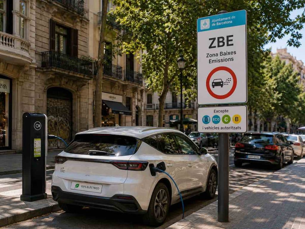 ZBE Barcelona coche eléctrico aparcado
