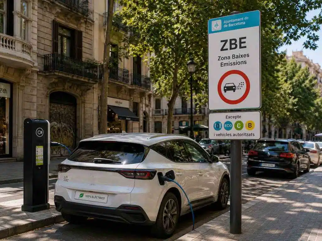ZBE Barcelona y coche eléctrico: circula sin restricciones 4 ZBE Barcelona coche eléctrico aparcado