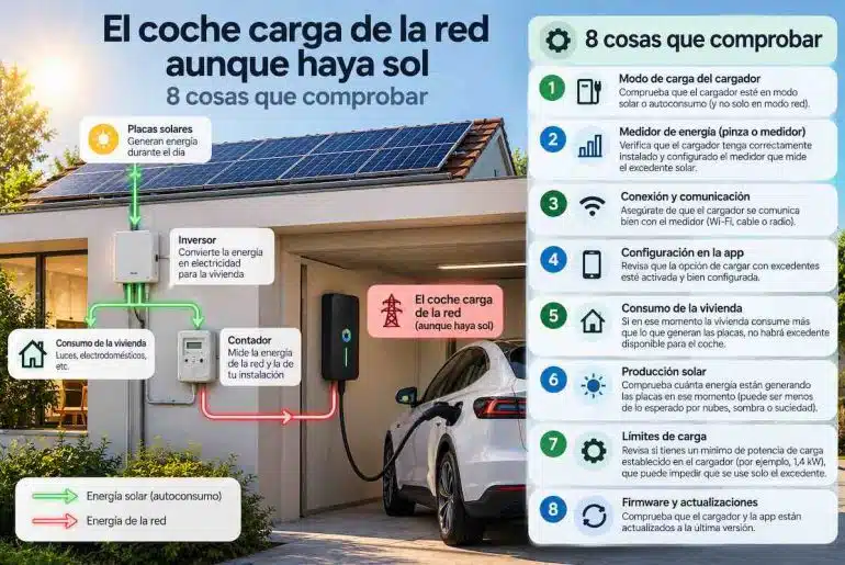 El coche carga de la red aunque haya sol: 8 cosas que comprobar 4 El coche carga de la red aunque haya sol
