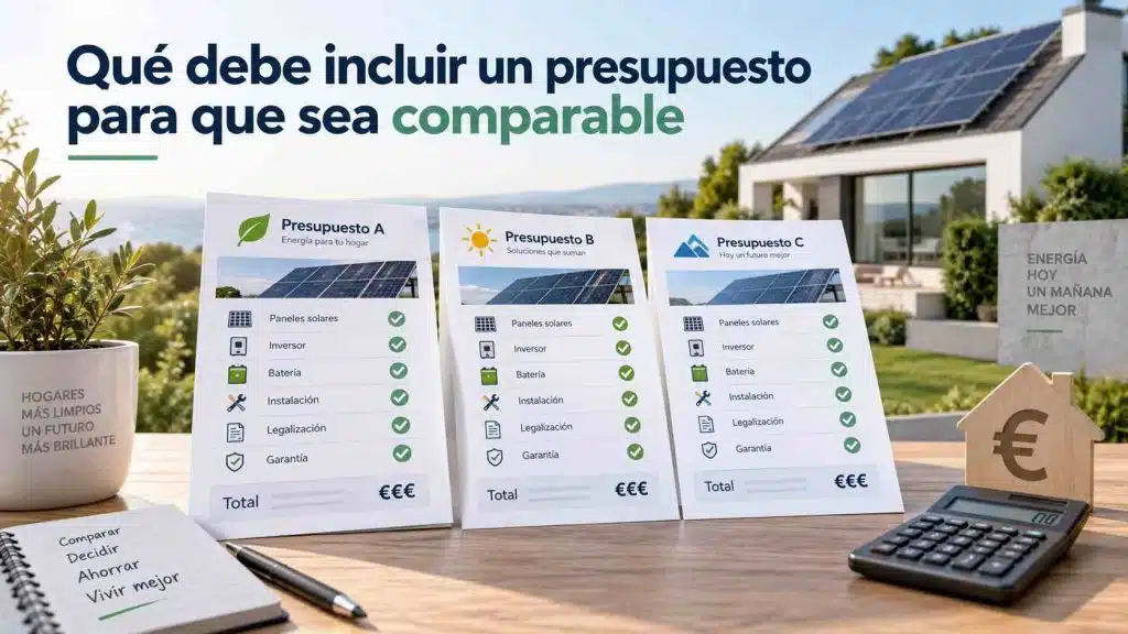 Precio de placas solares en Cataluña: guía real 2026 4 Presupuesto placas solares
