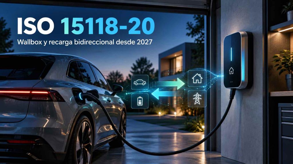 ISO 15118-20: qué cambia en los cargadores el 1 de enero de 2027 2 Carga bidireccional inteligente al atardecer
