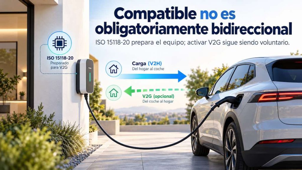 ISO 15118-20: qué cambia en los cargadores el 1 de enero de 2027 3 Carga bidireccional opcional en casa