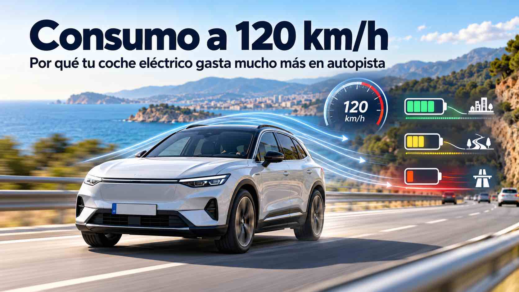 Consumo a 120 km/h: por qué tu coche eléctrico gasta un 41 % más 1 Consumo a 120 km:h, por qué tu coche eléctrico gasta un 41 % más