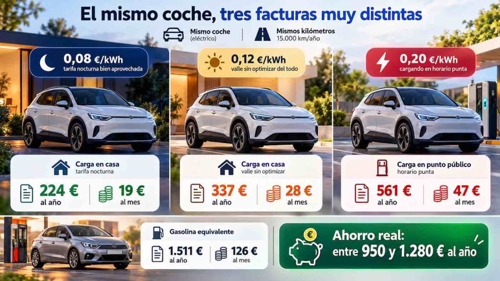 Cuánto sube la factura de la luz con un coche eléctrico 3 Tres facturas para el mismo coche